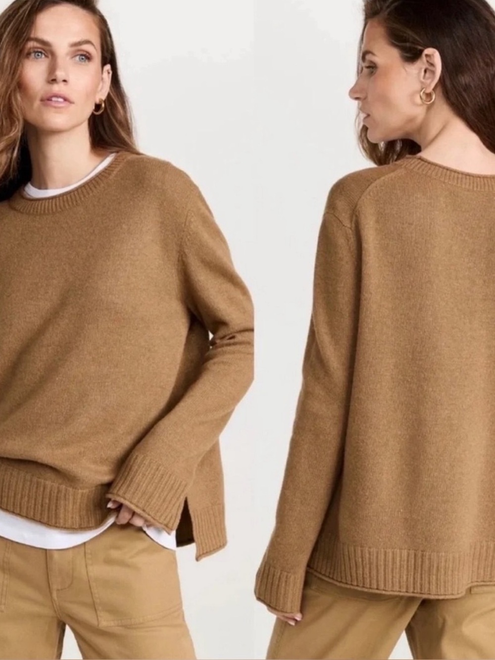 Jenni Kayne Everyday Sweater Brown Wool  Cashmere Blend Size XL